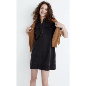Madewell $98 Denim Short-Sleeve Popover Shirtdress Lunar Wash Size XS MD322